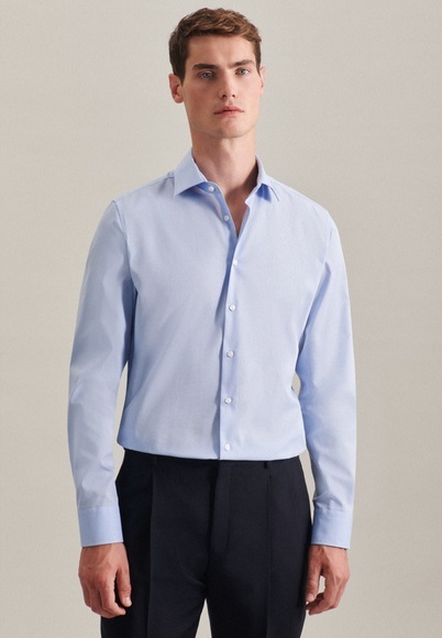 Business Hemd Slim Fit Extra Langer Arm Uni Herren Taubenblau 41