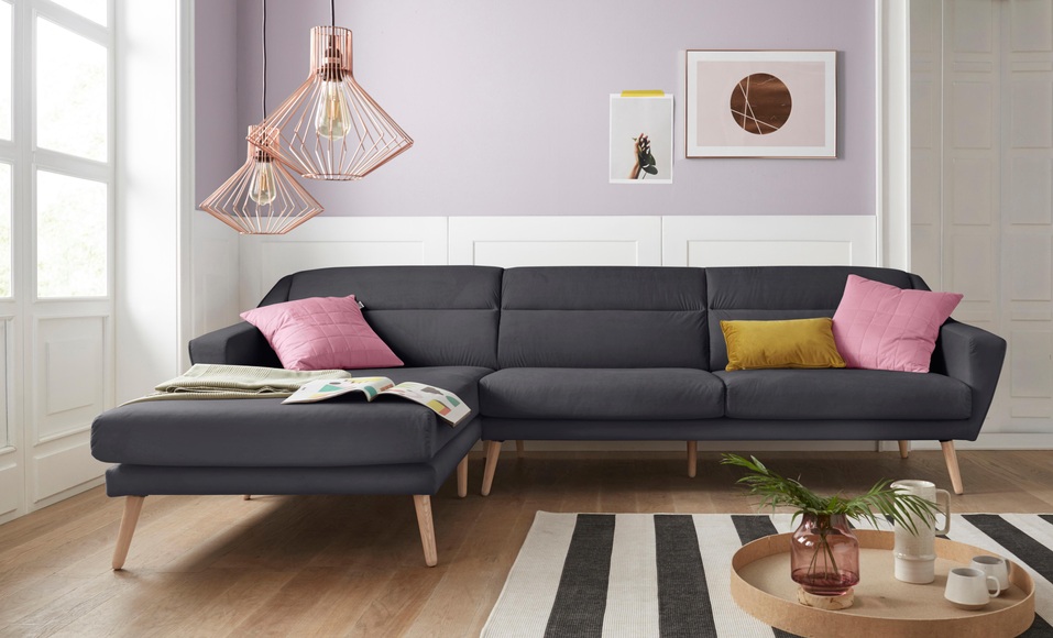 andas Ecksofa »Bille«, mit Naht im Rückenkissen und Beinen aus Eichenholz, Design by Morten Georgsen