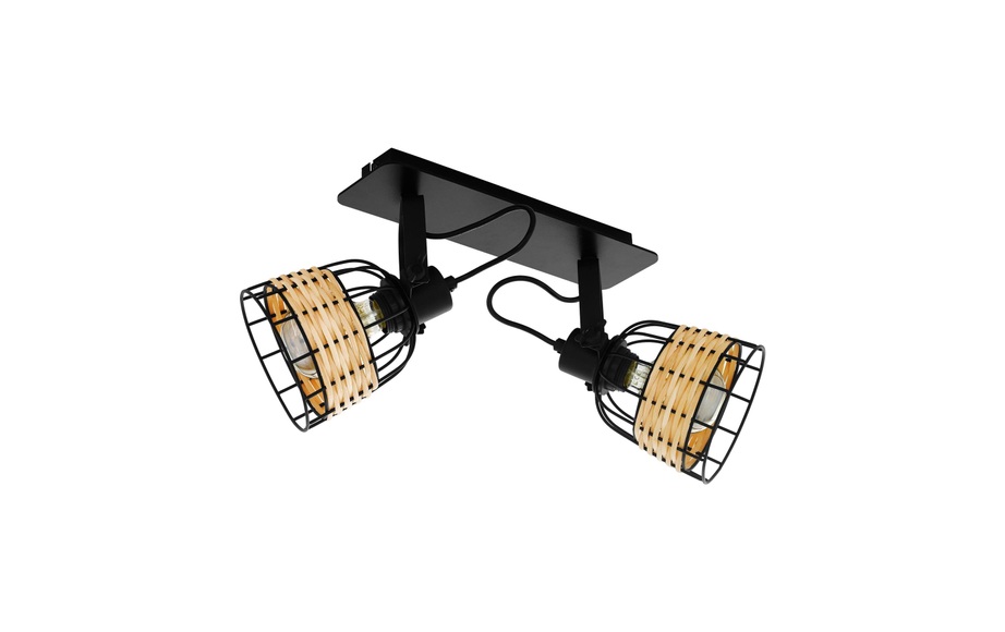 Deckenspot Anwick 1 Stahl/Rattan, zweiflammig