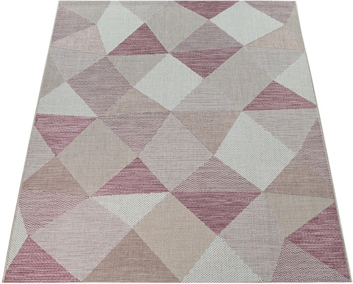 Paco Home Teppich »Kortrijk 743«, rechteckig, 5 mm Höhe, Flachgewebe, modernes Design, Pastell-Farben, In- und Outdoor geeignet, Wohnzimmer