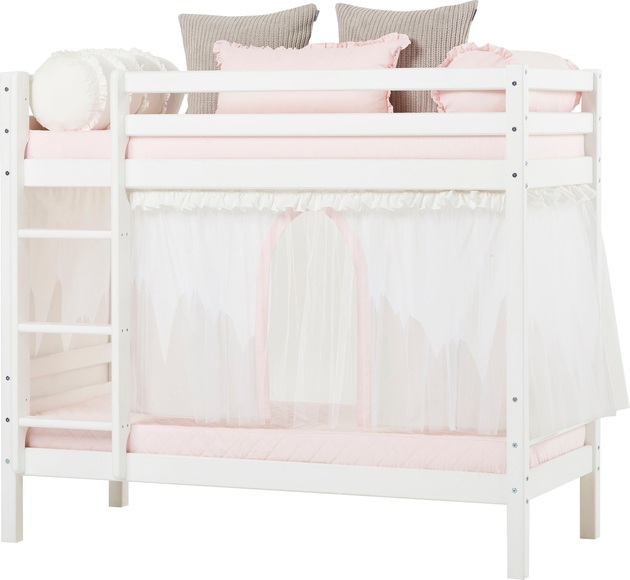 Hoppekids Etagenbett, Liegefläche 70x160 cm, Kiefer weiss lackiert,mit Textilset und wahlweise mit Matratze