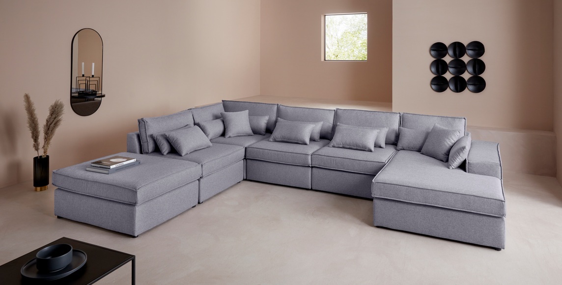 LeGer Home by Lena Gercke Wohnlandschaft »Ceyda«, 6 Teile, zusammengesetzt aus Modulen, in vielen Bezugsqualitäten und Farben, fester Sitzkomfort