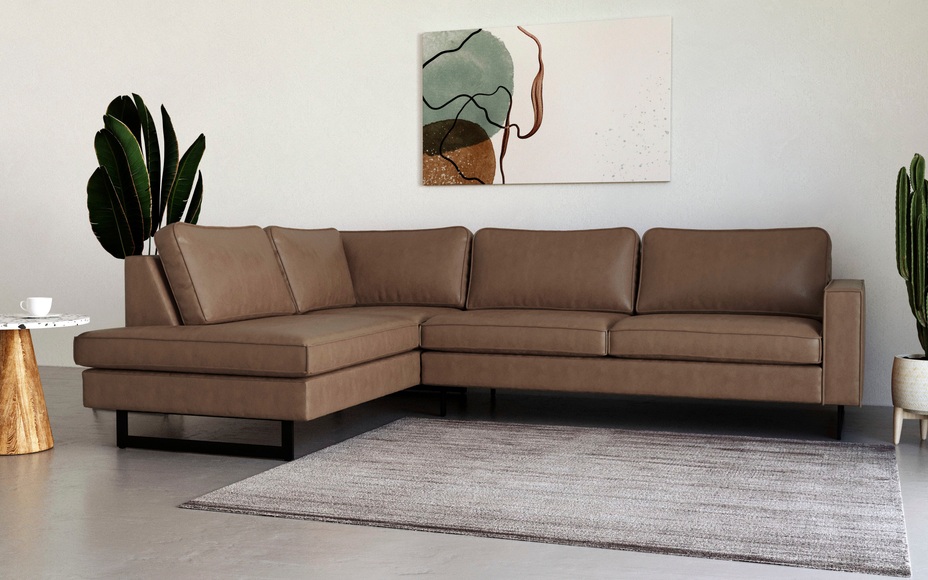 Places of Style Ecksofa »Pinto«, mit Keder und Metallfüssen