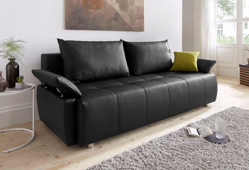 COLLECTION AB Schlafsofa, mit Federkern, Bettfunktion und Bettkasten, inklusive 2 Rücken- und 1 Zierkissen, frei im Raum stellbar