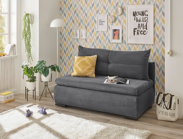 ED EXCITING DESIGN Schlafsofa »Charlie«, frei im Raum stellbar, mit Bettkasten, Schlaffunktion & 1 Rückenkissen