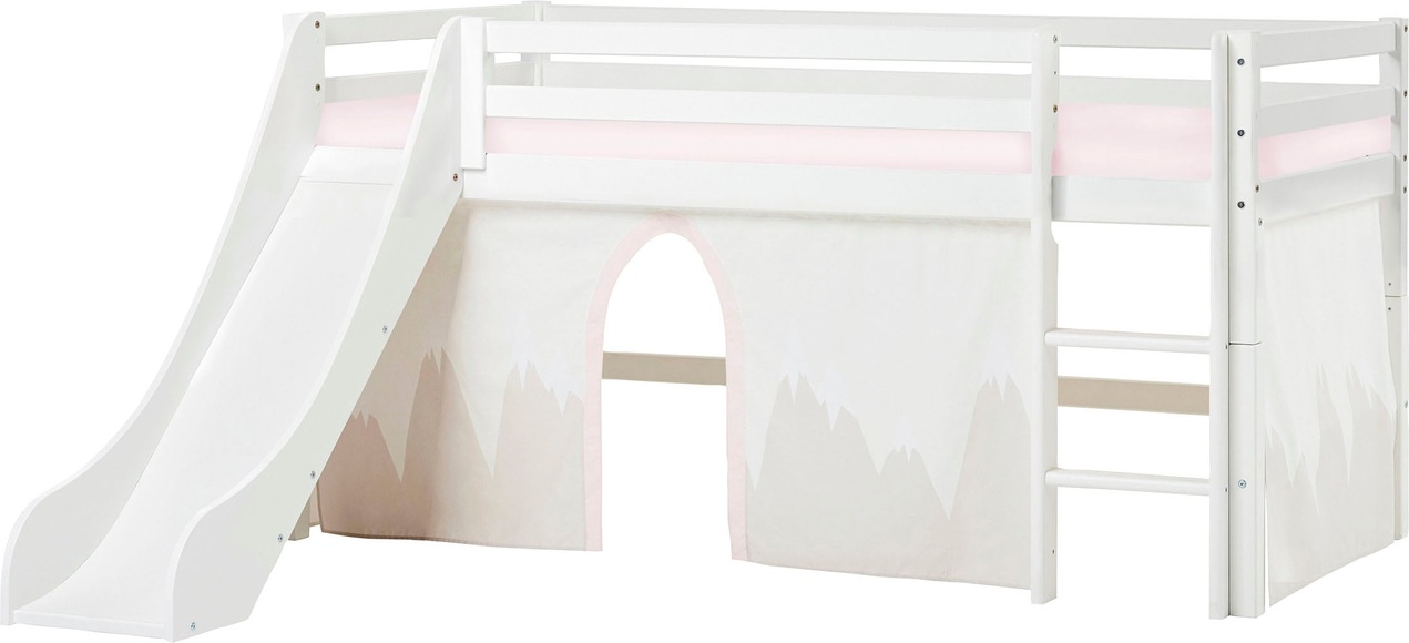 Hoppekids Hochbett »Winter Wonderland«, (Set, 4 St.), inkl. Matratze, Rollrost, Textilset und Rutsche