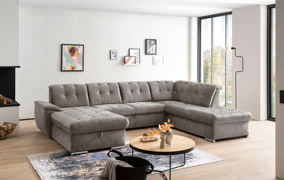 exxpo - sofa fashion Wohnlandschaft, (4 St.), 6x Kopfteilverstellung, Wahlweise mit Bettfunktion und Bettkasten