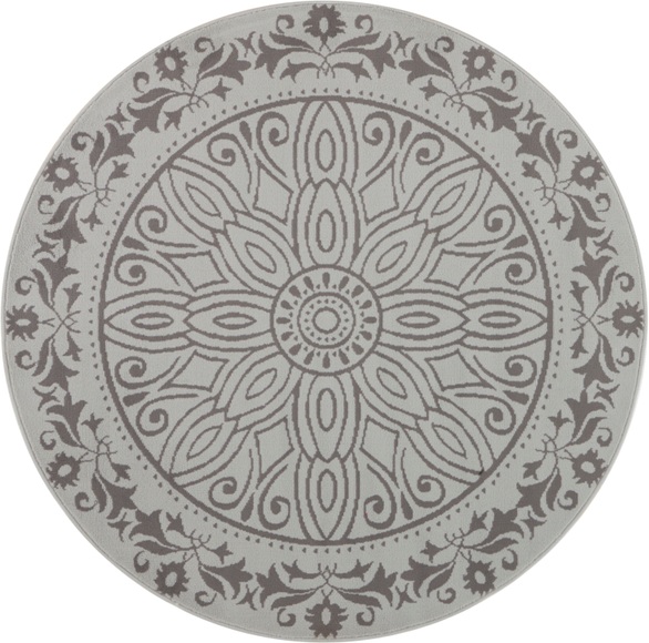 Home affaire Teppich »Hugh«, rund, 8 mm Höhe, Runder Kurzflor, Mandala Design, Zwei-Farben Kombination, Wohnzimmer, Schlafzimmer, Arbeitszimmer, Robust, Pflegeleicht