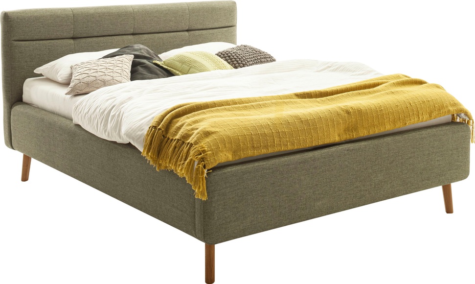 Bett LOTTE 160x200cm furniert / stoff grün