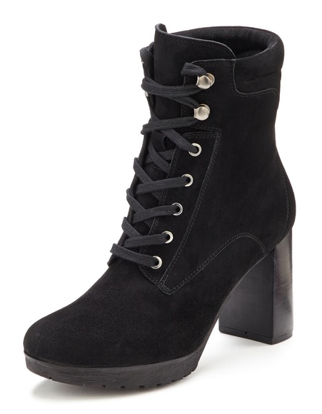 LASCANA Stiefelette, Boots zum Schnüren aus Leder mit leichter Plateausohle und High-Heel Blockabsatz
