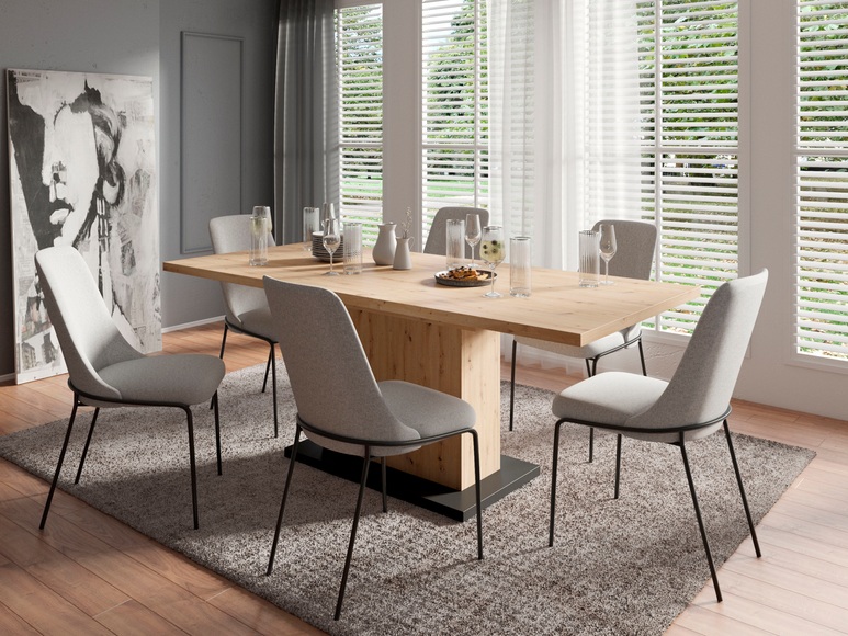 Homexperts Essgruppe »Aiko«, (Set, 5 tlg., Esstisch mit 4 Stühlen), Tisch mit Auszugsfunktion, Breite 160-200 cm