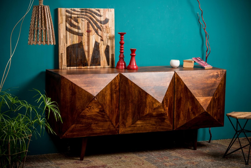 Home affaire Sideboard »Violet Diamond«, mit Diamantenstruktur aus massivem Mangoholz, Breite 180 cm