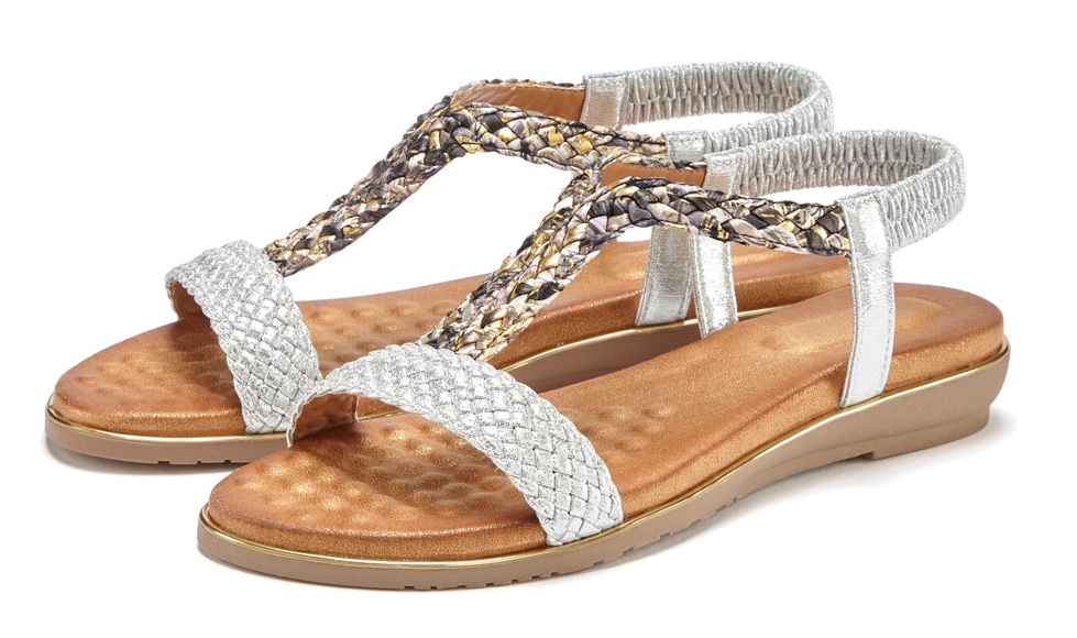 Vivance Sandale, Sandalette, Sommerschuh mit geflochtenen Riemchen und weichem Fussbett