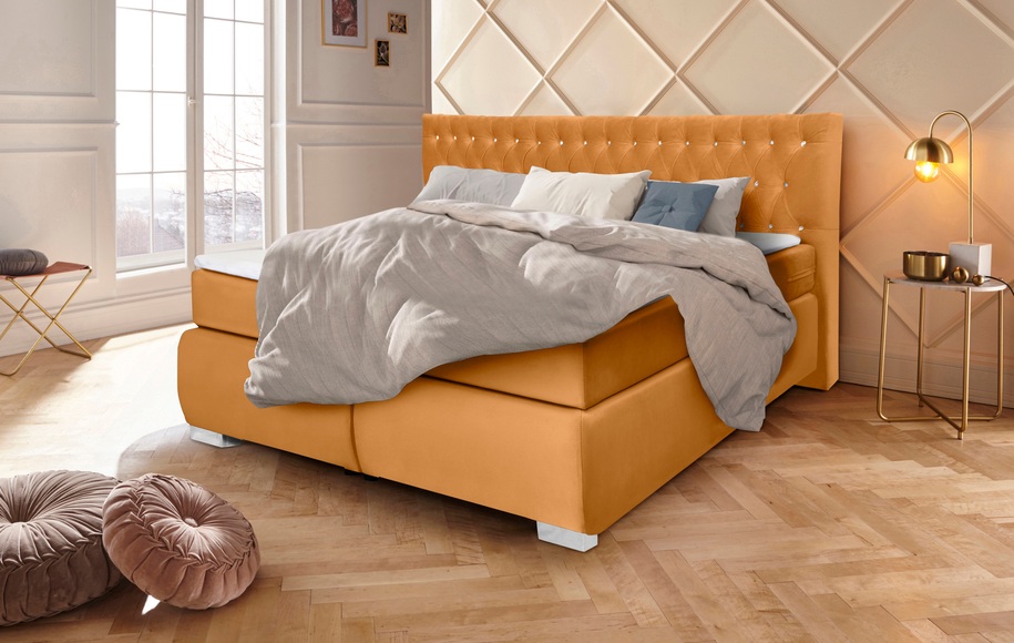 Leonique Boxspringbett »Rumba«, Taschenfederkern-Matratze in Härtegrad 3, in 4 Breiten, incl. Topper