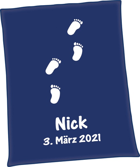 Unicade Babydecke »Unicade® Füsschen«, Individuelle, mit Ihrem Wunschnamen und Geburtsdatum gewebte Babydecke (personalisiert)