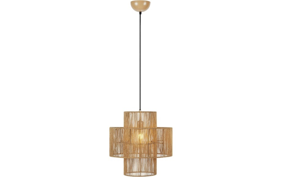 Hängelampe Soga, Stecker, natur, Jute, Ø 40 cm