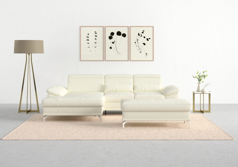 sit&more Ecksofa »Cabrio«, mit Sitztiefen- und Armteilverstellung sowie Federkern, 2 Nierenkissen