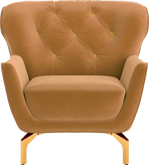 sit&more Sessel »Orient 3 V«, inkl. 1 Zierkissen mit Strass-Stein, goldfarbene Metallfüsse