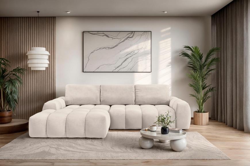 INOSIGN Ecksofa »AZITA klein optionale Schlafsofa mit Bettkasten, B/T/H: 270/166,5/84cm«, L-Form mit Wellenunterfederung, Bubble-Optik