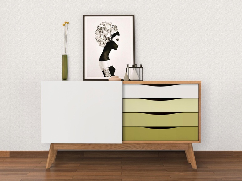 Woodman Sideboard »Hilla«, Breite 130 cm, im angesagten skandinavischen Look, Fussrahmen aus Eiche