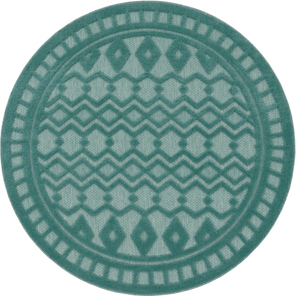 Paco Home Teppich »Livorno 671«, rund, Uni-Farben, Scandi, Rauten Muster, Hoch-Tief Effekt, Outdoor geeignet