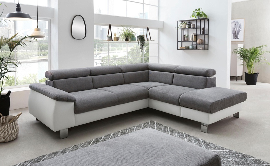 COTTA Ecksofa »Komaris«, inklusive Kopf- bzw. Rückenverstellung, wahlweise Bettfunktion, Bettkasten und RGB-LED-Beleuchtung