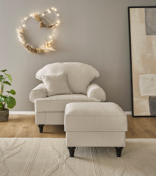 Home affaire Sessel »WESTMINSTER«, (Set, 2 St., 1Sessel, 1 Hocker), mit Federkern-Polsterung