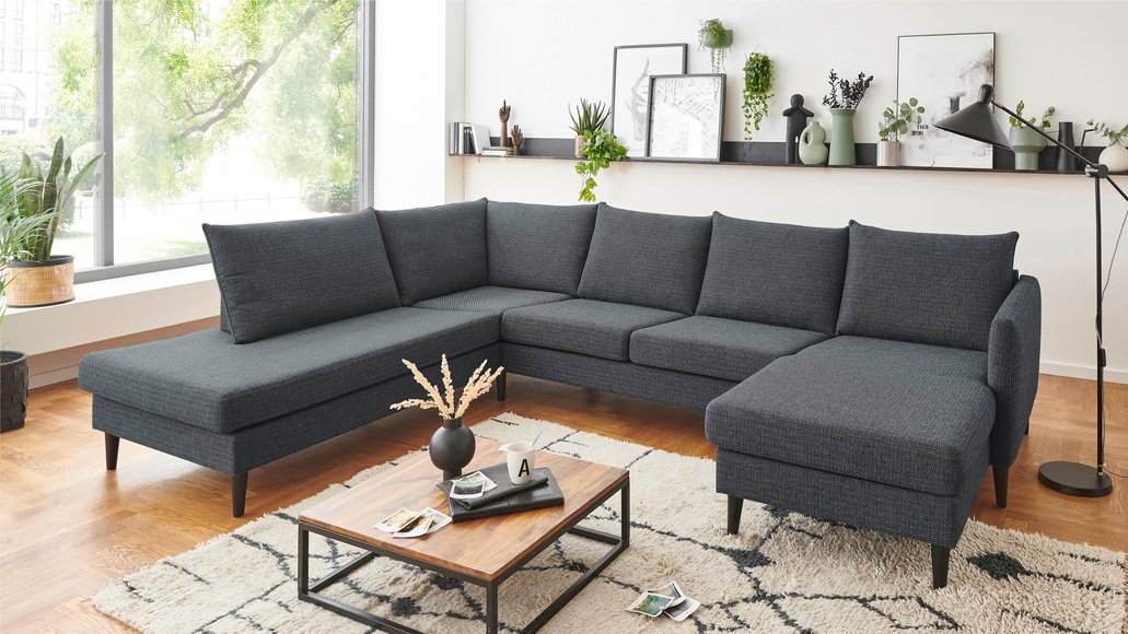 ATLANTIC home collection Wohnlandschaft »Rekvik«, mit Wellenunterfederung, mit Massivholzfüssen