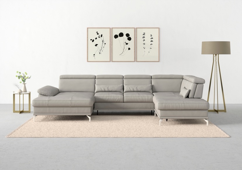 sit&more Wohnlandschaft »Cabrio«, Sitztiefenverstellung und Federkern, jeweils inklusive 3 Nierenkissen
