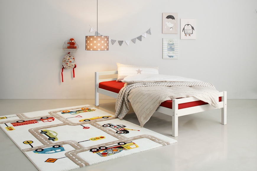 Lüttenhütt Kinderbett »Alpi«, Einzelbett aus schönem massivem Kiefernholz, inklusive Lattenrost, in verschiedenen Farbvarianten enthältlich, Liefefläche 90x200 cm