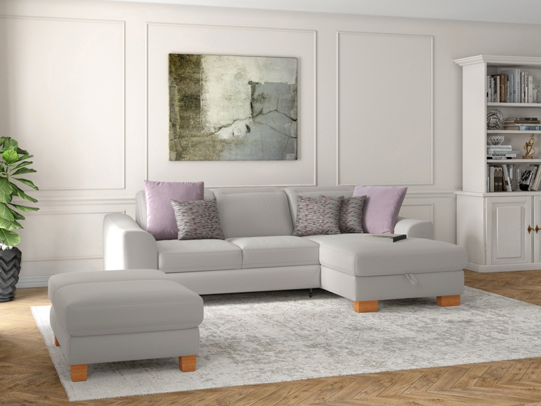sit&more Ecksofa »Durness«, mit Federkern und hochwertigen Massivholzfüssen, wahlweise mit Kopfteilverstellung, Bettfunktion und Bettkasten oder mit Bettfunktion und Bettkasten