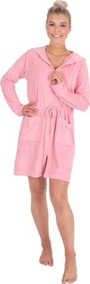 Wewo fashion Damenbademantel »031«, (1 St.), Badejacke, kurz, mit Kapuze, Reissverschluss & Tunnelzug zum Binden
