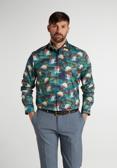 ETERNA LANGARM HEMD COMFORT FIT SOFT TAILORING TWILL BUNT BEDRUCKT