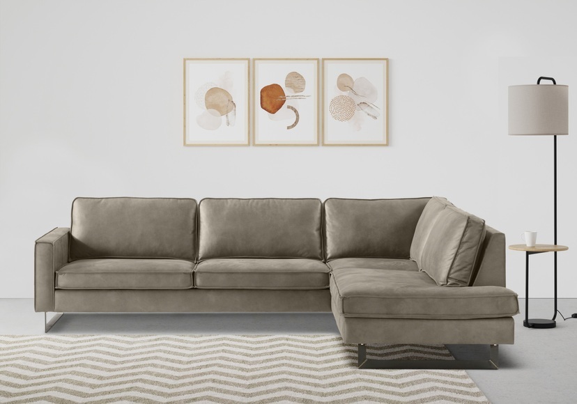 Places of Style Ecksofa »Pinto«, mit Keder und Metallfüssen
