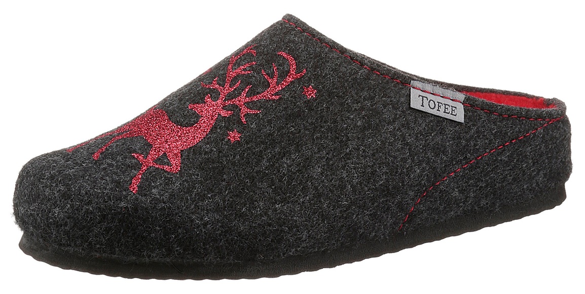 Tofee Pantoffel, mit Glitter-Rentier