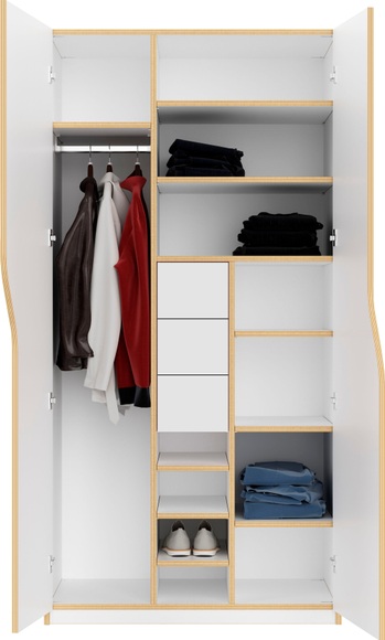 Müller SMALL LIVING Kleiderschrank »PLANE Ausstattung Nr. 4«, inklusive 3 innenliegenden Schubladen, einer Kleiderstange und 12 Fächern