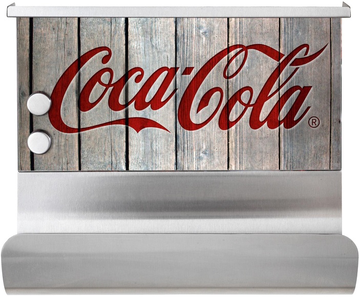 WENKO Magnetischer Küchenrollenhalter mit Ablage, »Coca-Cola Wood«