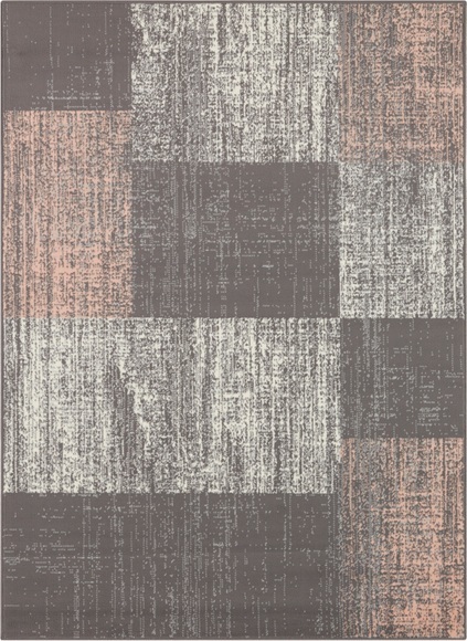 White Label - Design-Velourteppich - 80 x 150 cm - Grau, Rosa