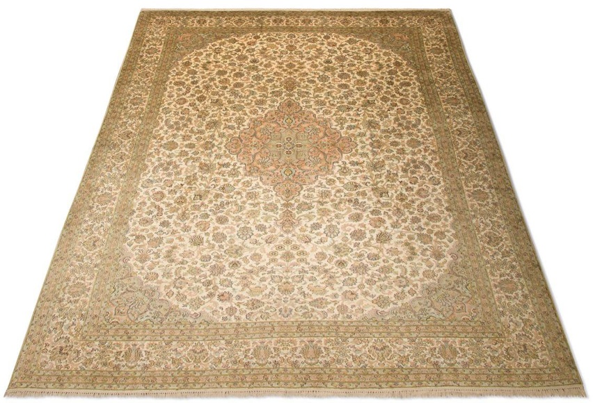 morgenland Teppich »Kaschmir Seide Teppich handgeknüpft beige«, rechteckig, 5 mm Höhe