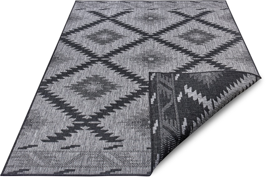 NORTHRUGS Teppich »Malibu«, rechteckig, 5 mm Höhe, In-und Outdoor geeignet, Wohnzimmer, Balkon, Terrasse, Garten, Robust, Pflegeleicht, Flachgewebe, Wendbar