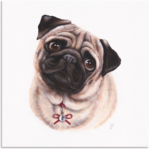Artland Wandbild »Mops mit Diamanten«, Hundebilder, (1 St.), in vielen Grössen & Produktarten - Alubild / Outdoorbild für den Aussenbereich, Leinwandbild, Poster, Wandaufkleber / Wandtattoo auch für Badezimmer geeignet