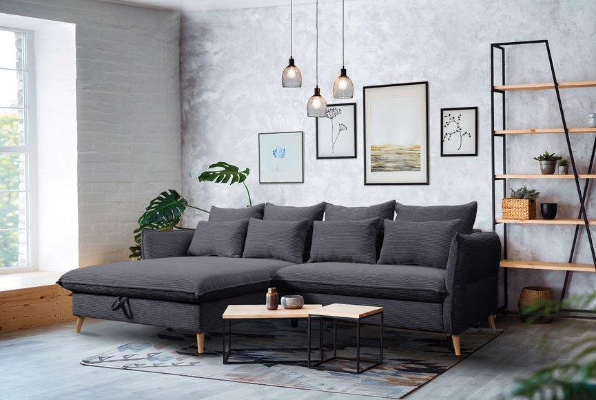 exxpo - sofa fashion Ecksofa »WALPY«, L-Form, wahlweise mit Bettfunktion und Bettkasten, in Cord