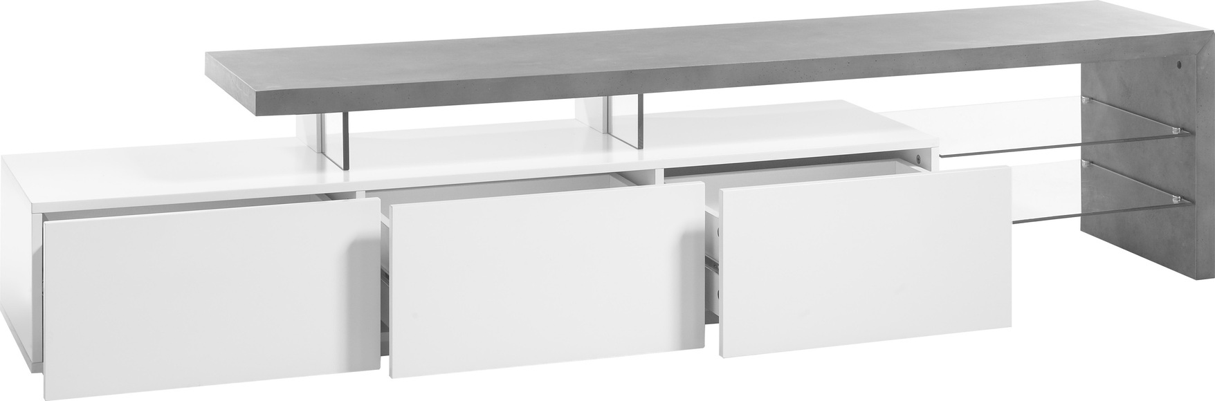 Mca Furniture - TV-Möbel Alimos - 204 x 44 x 40 cm und Gewicht: 52,5 kg - Weiss und Grau