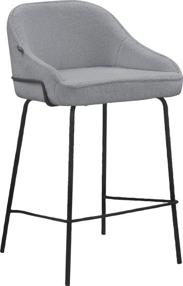 Leonique 4-Fussstuhl »Puant«, 2 St., Struktur, mit Stoff aus Polyester/recyceltem Polyester, Sitz und Rücken gepolstert, schwarze Metallbeine, in verschiedenen Bezugsqualitäten und Farbvarianten erhältlich, Sitzhöhe 65 cm