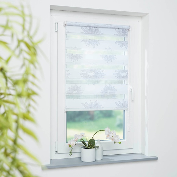 GARESA Doppelrollo »Blüte«, Lichtschutz, ohne Bohren, freihängend, dekorativ, bedruckt