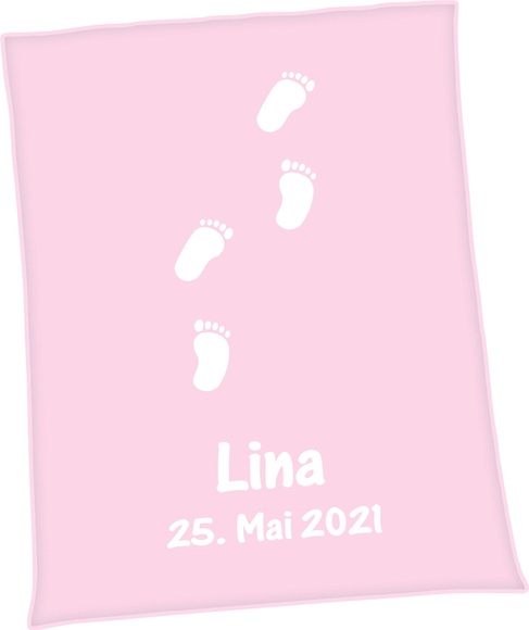 Unicade Babydecke »Unicade® Füsschen«, Individuelle, mit Ihrem Wunschnamen und Geburtsdatum gewebte Babydecke (personalisiert)