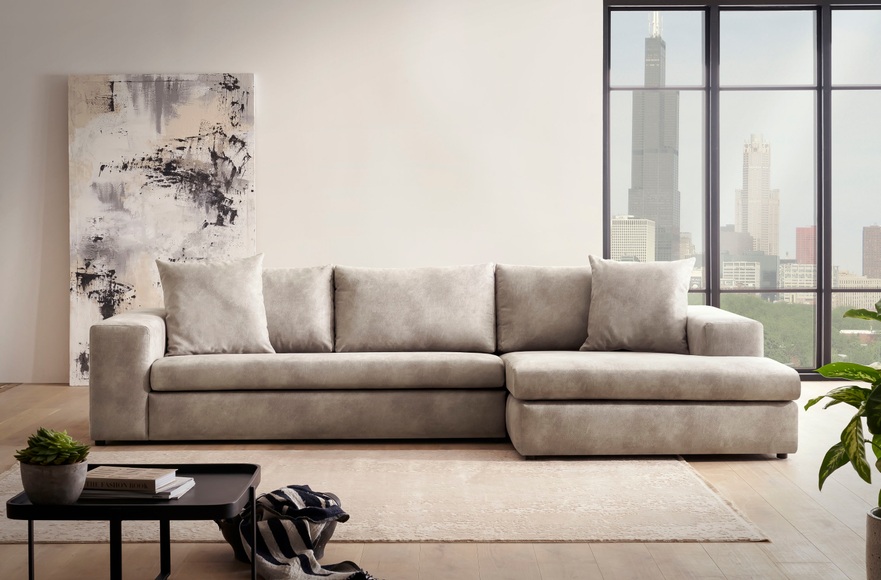 andas Ecksofa »SLEETLAND XXL in Samtvelours oder Vintage-Leder-Optik«, besonders gross und bequem