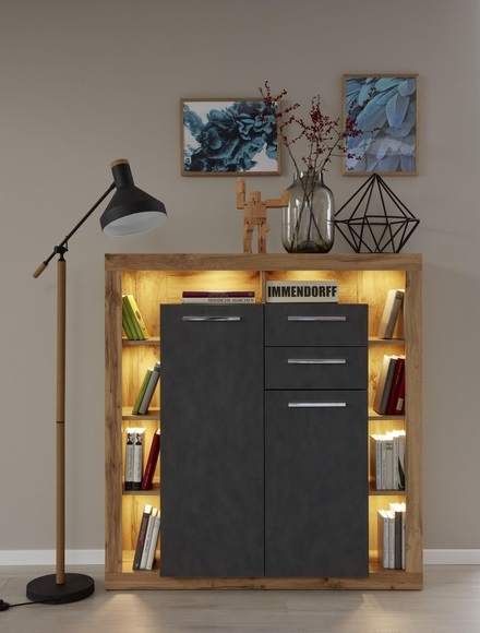 INOSIGN Highboard »Gwendolyn«, trendiges pflegeleichtes Design, Beleuchtung optional, vielseitig kombinierbar
