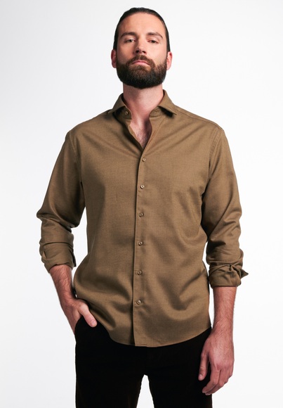 ETERNA LANGARM HEMD MODERN FIT SOFT TAILORING TWILL CARAMEL UNIFARBEN