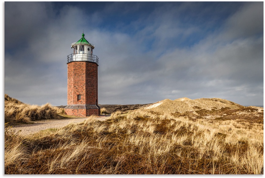 Artland Wandbild »Leuchtturm Rotes Kliff in Kampen, Sylt«, Gebäude, (1 St.), in vielen Grössen & Produktarten - Alubild / Outdoorbild für den Aussenbereich, Leinwandbild, Poster, Wandaufkleber / Wandtattoo auch für Badezimmer geeignet